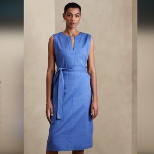 Banana Republic Blue Wrap Tie Front Midi Dress